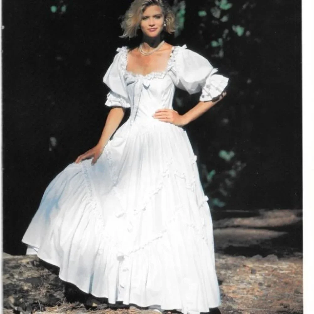 1980 wedding dresses 1980s Vintage Southern Belle Victorian Inspired Wedding Dress – HobbyBobbins main image 1